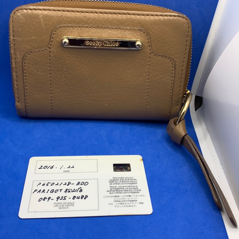 ♥️ SEE BY CHLOE nude tan gold‎ Leather Long Zippy Wallet
